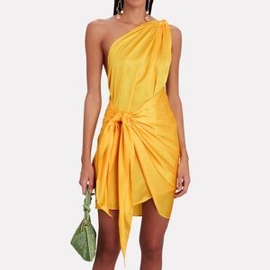 BAOBAB yellow Marea One Shoulder Satin Mini Dress. size small. Worn once.